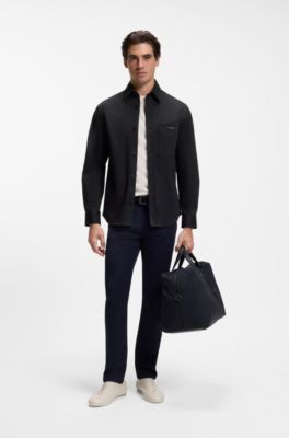BOSS x ASTON MARTIN Relaxed-Fit Overshirt aus Stretch-Baumwolle, Schwarz