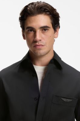 BOSS x ASTON MARTIN relaxed-fit overshirt in stretch cotton, Black