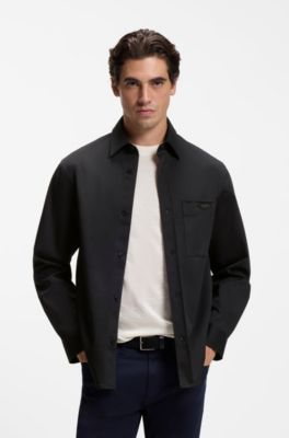 BOSS x ASTON MARTIN Relaxed-Fit Overshirt aus Stretch-Baumwolle, Schwarz