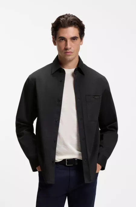 BOSS x ASTON MARTIN relaxed-fit overshirt in stretch cotton