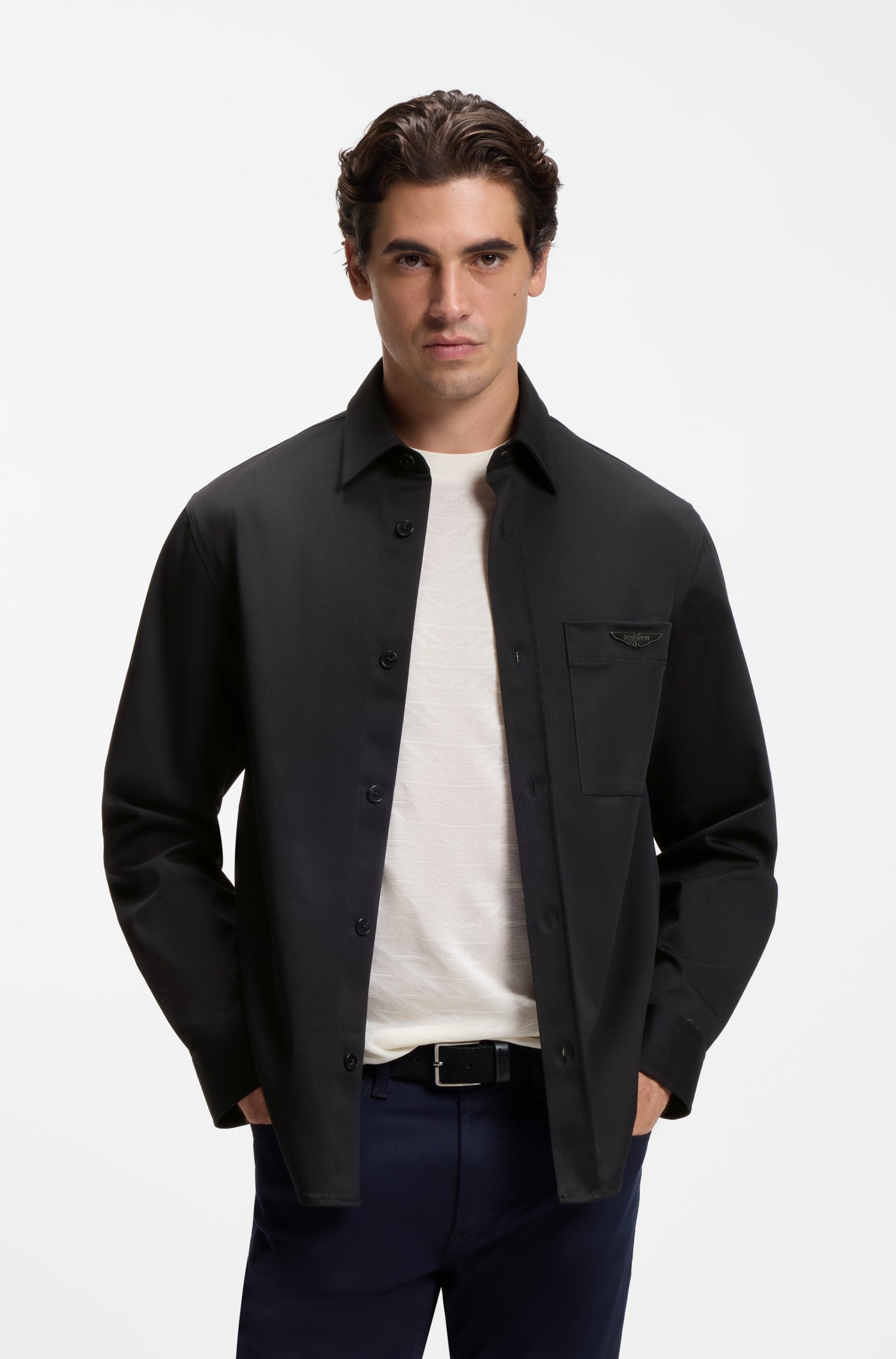 Boss x ASTON MARTIN relaxed-fit overshirt in stretch cotton skjortor & blusar herr