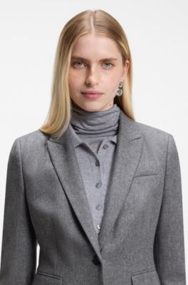 Slim-fit blazer in melange flannel, Grey
