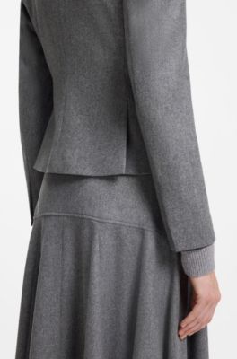 Slim-fit blazer in melange flannel, Grey