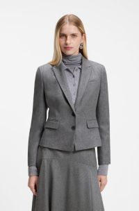 Slim-fit blazer in melange flannel, Grey