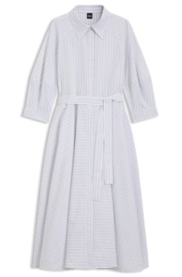 Shirt dress in striped cotton poplin, Patterned