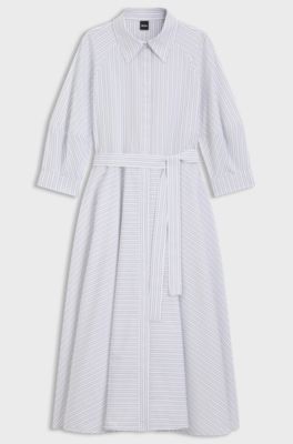 Shirt dress in striped cotton poplin, Patterned