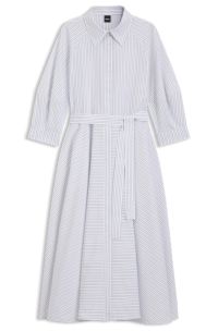 Shirt dress in striped cotton poplin, Patterned