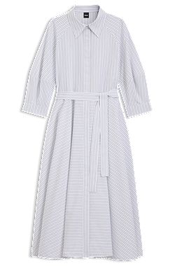 Shirt dress in striped cotton poplin