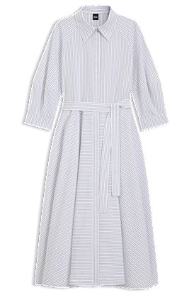 Shirt dress in striped cotton poplin