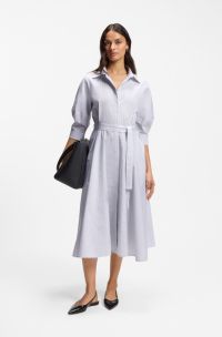 Robe-chemise en popeline de coton &agrave; rayures, Fantaisie