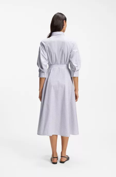 Shirt dress in striped cotton poplin