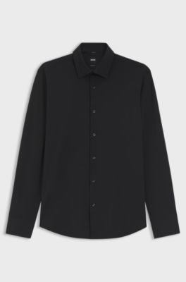 Chemise Regular en jersey stretch performant, Noir