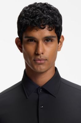 Chemise Regular en jersey stretch performant, Noir
