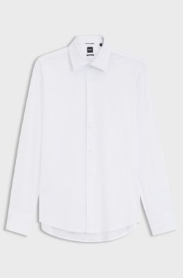 Regular-fit shirt in performance-stretch jersey, White