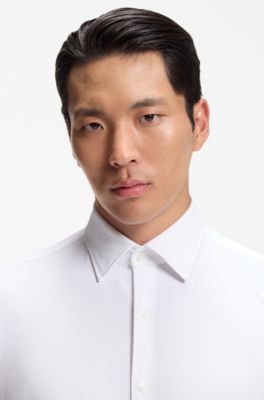 Regular-fit shirt in performance-stretch jersey, White