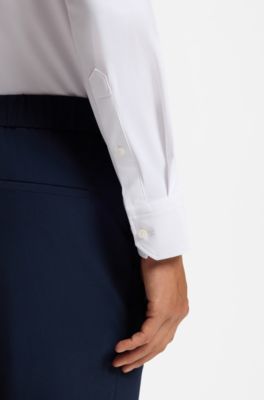 Regular-fit shirt in performance-stretch jersey, White