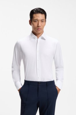 Regular-fit shirt in performance-stretch jersey