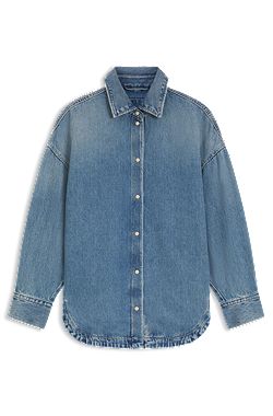 Oversize-fit shirt in vintage rigid denim