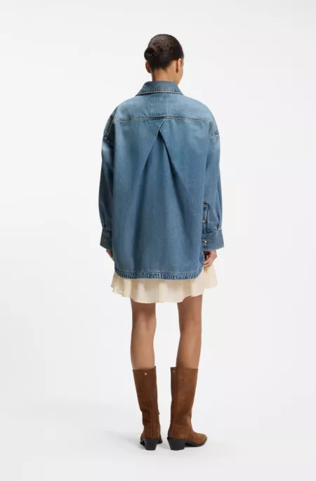 Oversize-fit shirt in vintage rigid denim