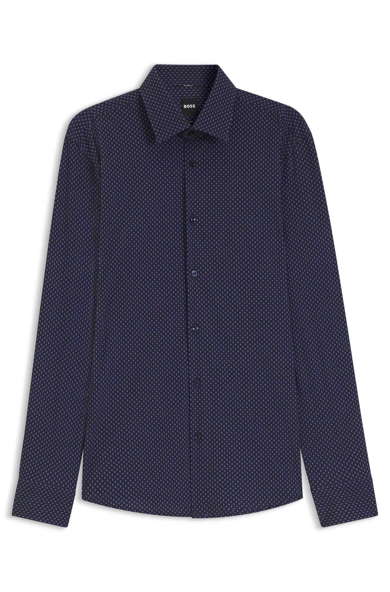 Boss Slim-fit shirt in printed performance-stretch fabric skjortor & blusar herr – bild 4