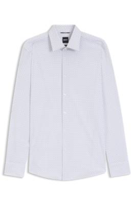 Boss Slim-fit shirt in printed performance-stretch fabric mönstrade skjortor herr – bild 4