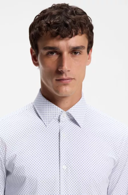 Slim-fit shirt in printed performance-stretch fabric