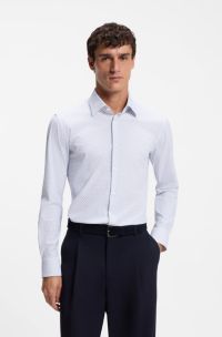 Camisa slim fit de tejido el&aacute;stico t&eacute;cnico estampado, Estampado azul claro