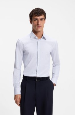 Slim-fit shirt in printed performance-stretch fabric