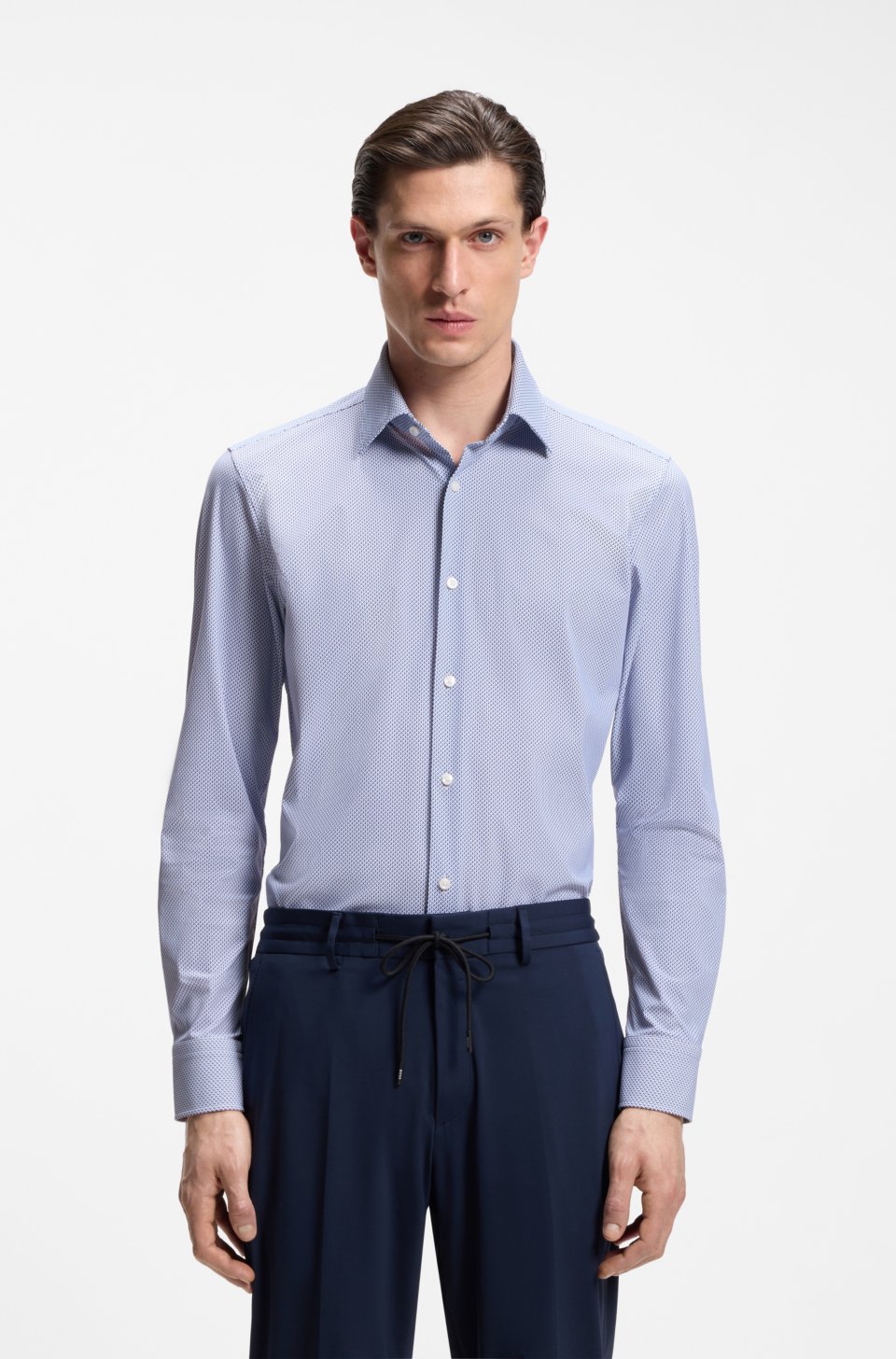 Slim-fit shirt in printed performance-stretch fabric