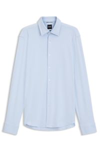Regular-fit business shirt in stretch jersey, Light Blue