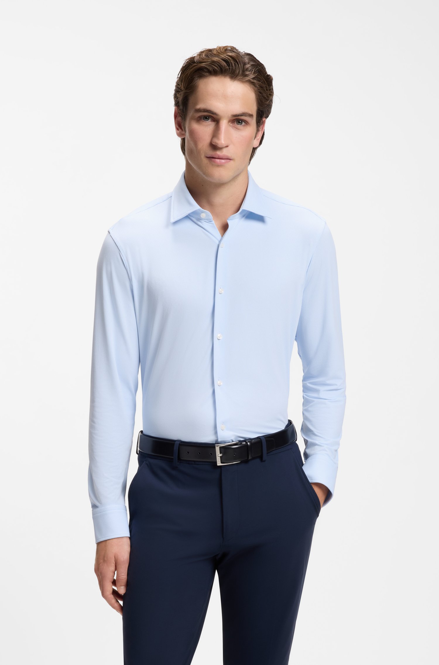Boss Regular-fit business shirt in stretch jersey t-shirts herr