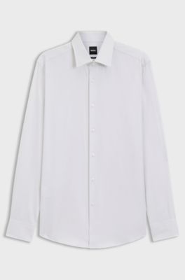 Slim-fit shirt in refined Italian cotton, Natural