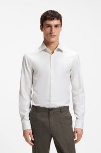 Slim-fit shirt in refined Italian cotton, Natural