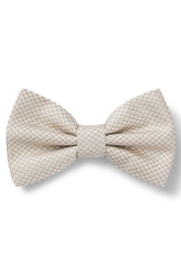 Silk bow tie in micro-patterned jacquard, Natural