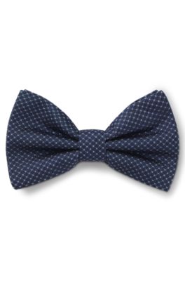 Silk bow tie in micro-patterned jacquard, Dark Blue