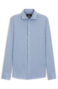 Slim-fit shirt in cotton and silk, Light Blue