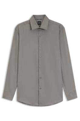 Boss Slim-fit shirt in a thermoregulating structured cotton blend kostymskjortor herr – bild 4