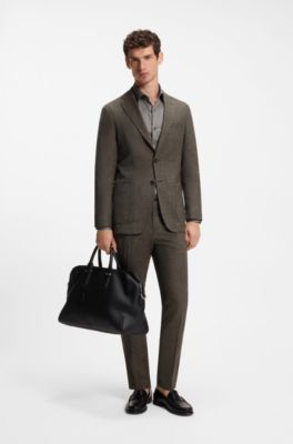 Camicia slim fit in misto cotone lavorato termoregolante, Verde
