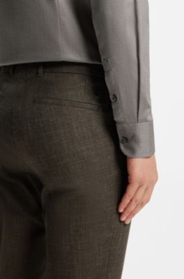 Camicia slim fit in misto cotone lavorato termoregolante, Verde