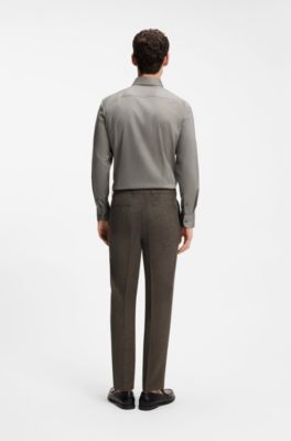 Slim-fit shirt in a thermoregulating structured cotton blend, Green