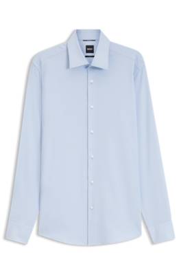 Slim-fit shirt in a thermoregulating structured cotton blend 1