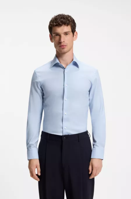 Slim-Fit Hemd aus thermoregulierendem, strukturiertem Baumwoll-Mix