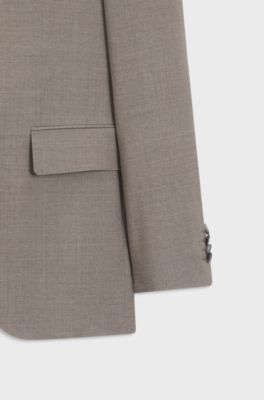 Fato de duas pe&ccedil;as de ajuste regular em l&atilde; el&aacute;stica de efeito mesclado, Beige