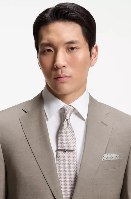 Two-piece regular-fit suit in melange stretch wool