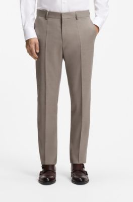 Two-piece regular-fit suit in melange stretch wool, Beige