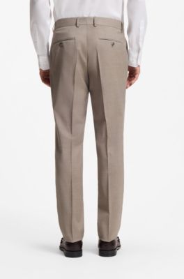 Two-piece regular-fit suit in melange stretch wool, Beige