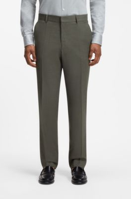 Two-piece regular-fit suit in melange stretch wool, Dark Green