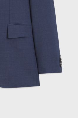 Two-piece regular-fit suit in melange stretch wool, Blue
