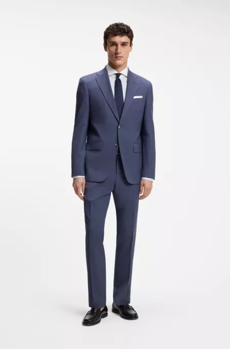 Regular-Fit Zweiteiler aus melierter Stretch-Schurwolle