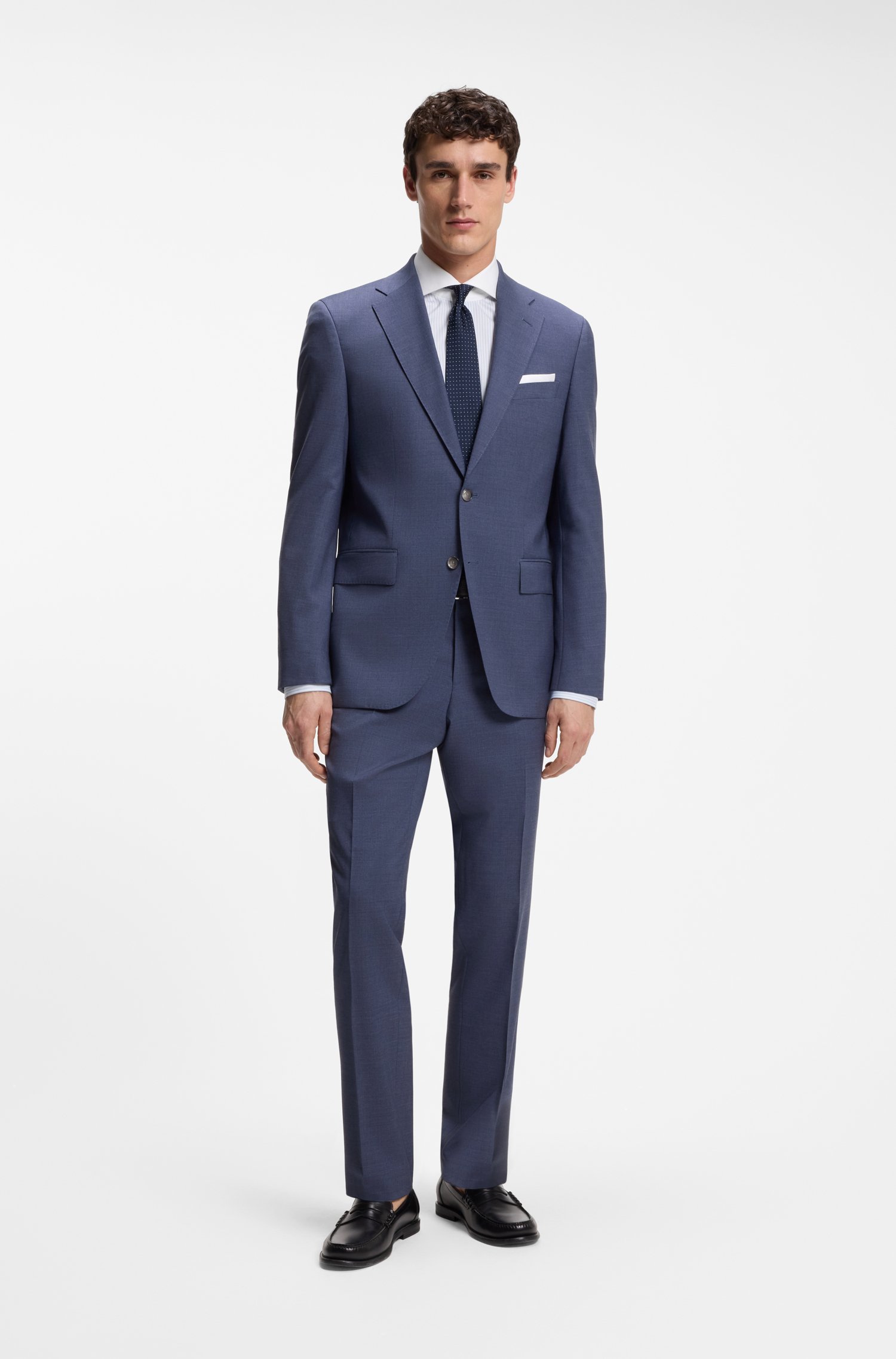 Boss Two-piece regular-fit suit in melange stretch wool kostymer herr